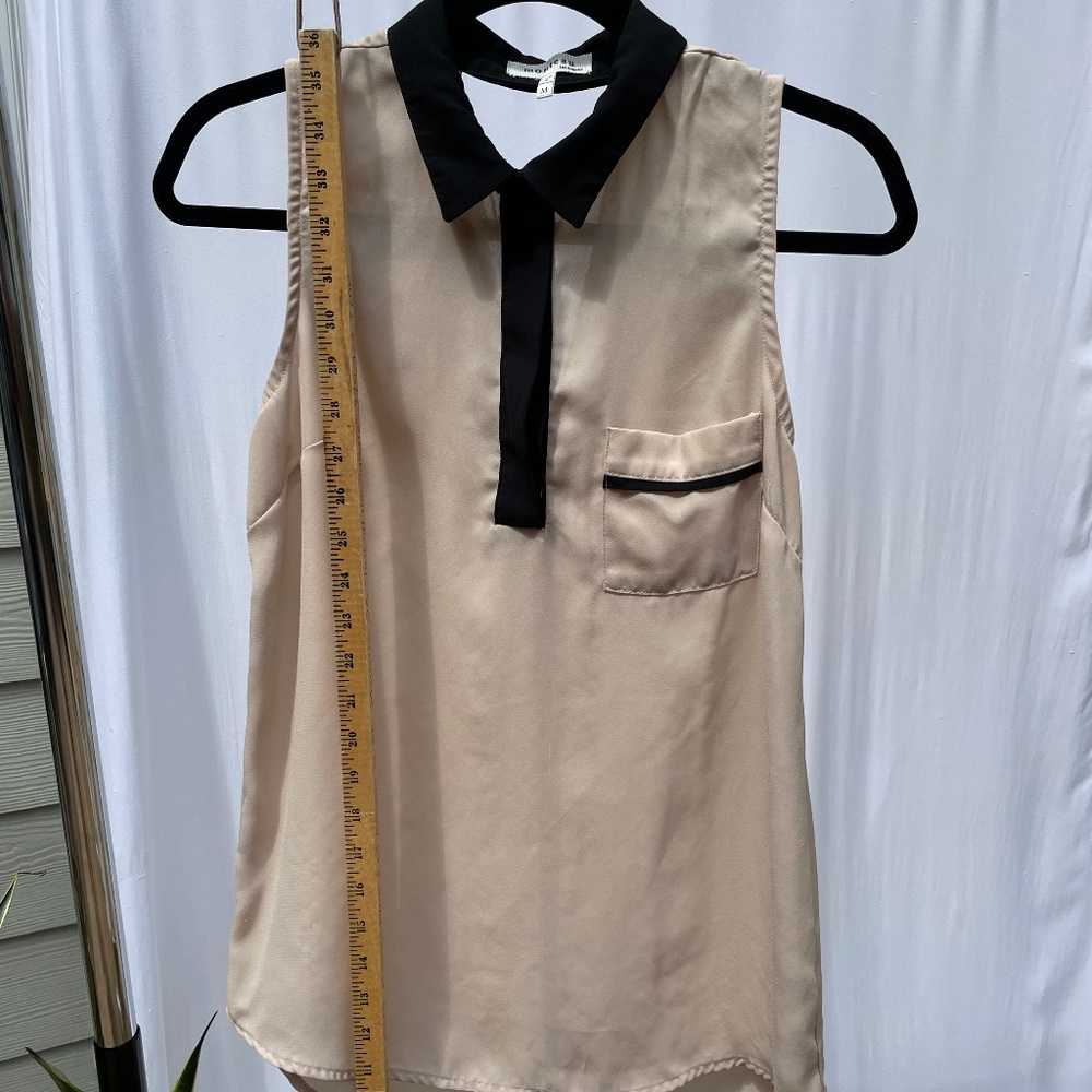 Sheer Two-Tone Sleeveless Blouse with Back Cut-Out Detail